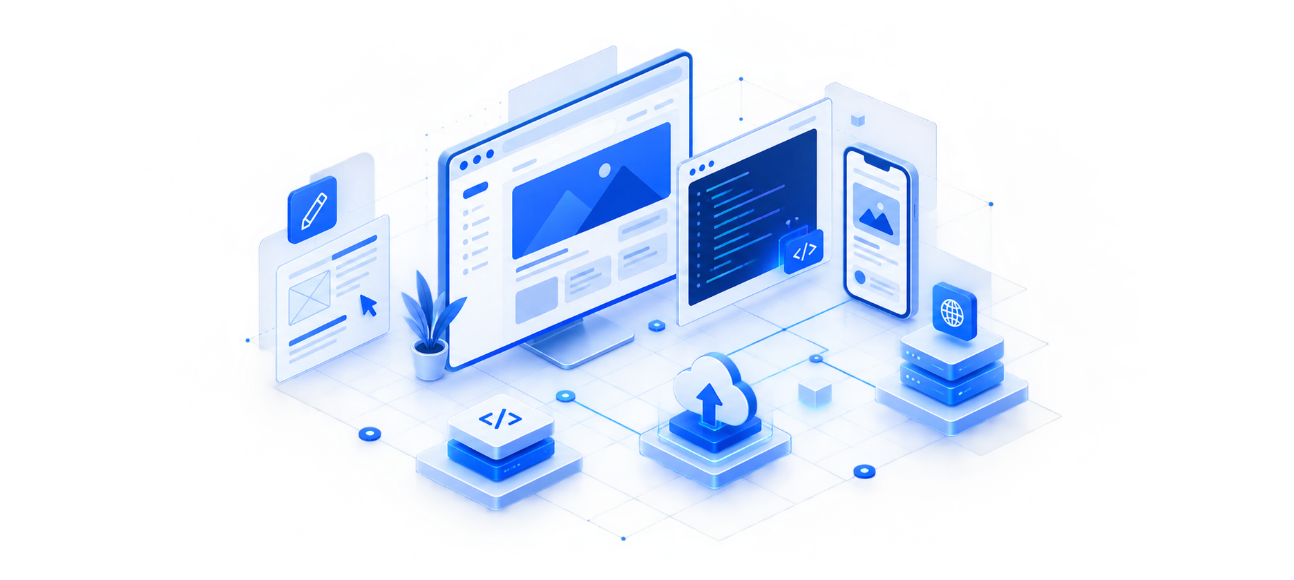 Web design and deployment illustration